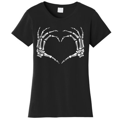 Skeleton Hands Heart Sign Retro Halloween Women's T-Shirt