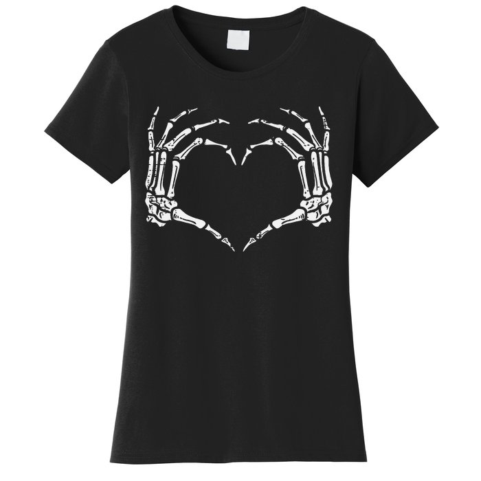 Skeleton Hands Heart Sign Retro Halloween Women's T-Shirt