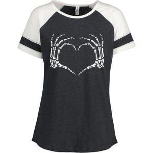 Skeleton Hands Heart Sign Retro Halloween Enza Ladies Jersey Colorblock Tee