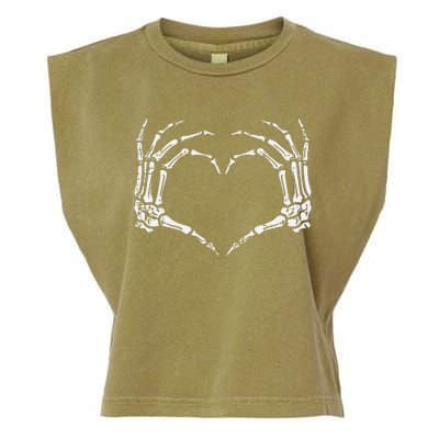 Skeleton Hands Heart Sign Retro Halloween Garment-Dyed Women's Muscle Tee