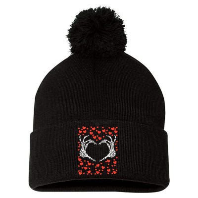 Skeleton Hand Heart Valentines Day Funny Bones Love Pom Pom 12in Knit Beanie