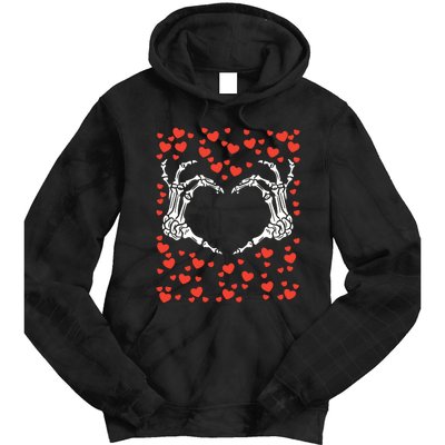 Skeleton Hand Heart Valentines Day Funny Bones Love Tie Dye Hoodie