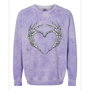 Skeleton Hands Heart Sign Retro Halloween Costume Gift Colorblast Crewneck Sweatshirt