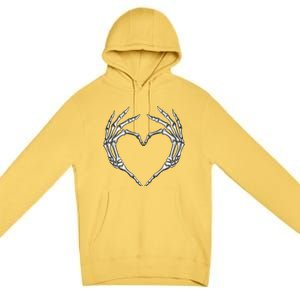 Skeleton Hands Heart Sign Retro Halloween Costume Gift Premium Pullover Hoodie