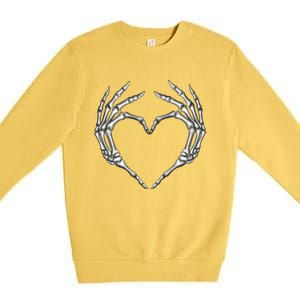 Skeleton Hands Heart Sign Retro Halloween Costume Gift Premium Crewneck Sweatshirt