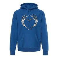 Skeleton Hands Heart Sign Retro Halloween Costume Gift Premium Hoodie