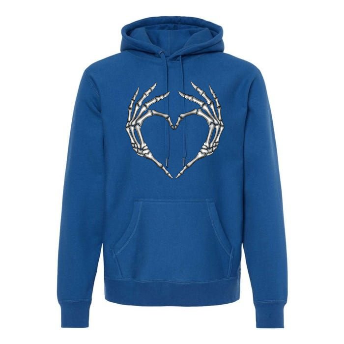 Skeleton Hands Heart Sign Retro Halloween Costume Gift Premium Hoodie