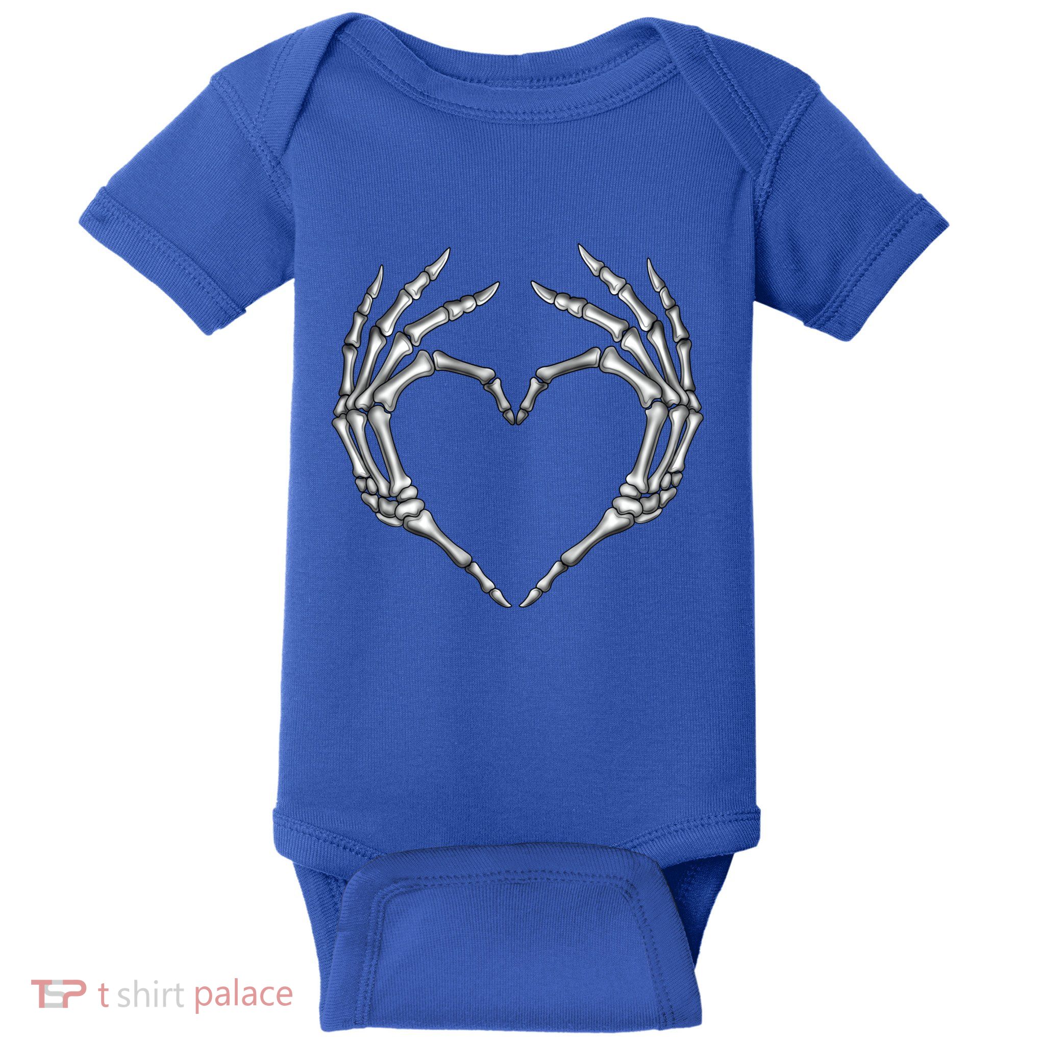 Skeleton Hands Heart Sign Retro Halloween Costume Gift Baby Bodysuit