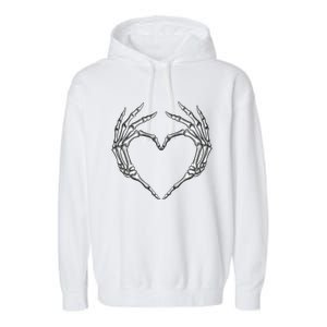 Skeleton Hands Heart Sign Retro Halloween Costume Gift Garment-Dyed Fleece Hoodie