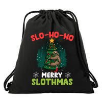 Slo Ho Ho Merry Slothmas Sloth Hugging Tree Merry Christmas Gift Drawstring Bag