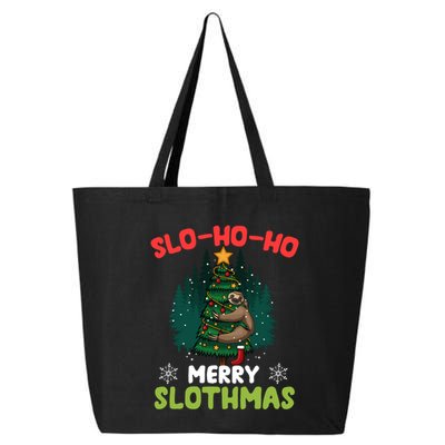 Slo Ho Ho Merry Slothmas Sloth Hugging Tree Merry Christmas Gift 25L Jumbo Tote