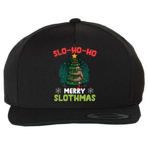 Slo Ho Ho Merry Slothmas Sloth Hugging Tree Merry Christmas Gift Wool Snapback Cap