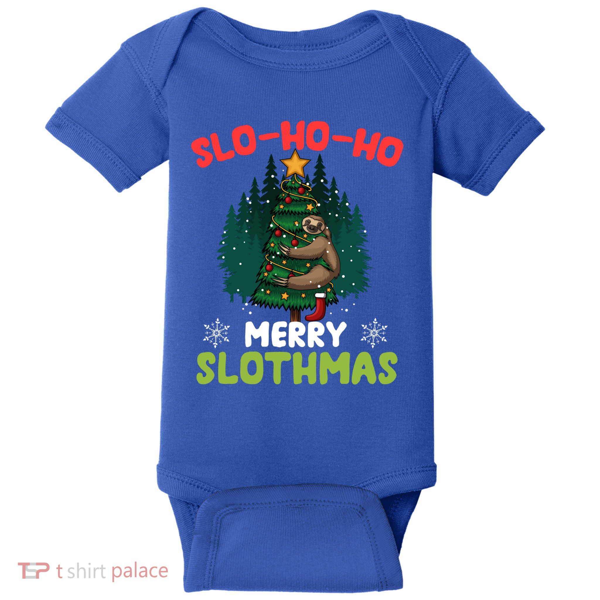 Slo Ho Ho Merry Slothmas Sloth Hugging Tree Merry Christmas Gift Baby Bodysuit