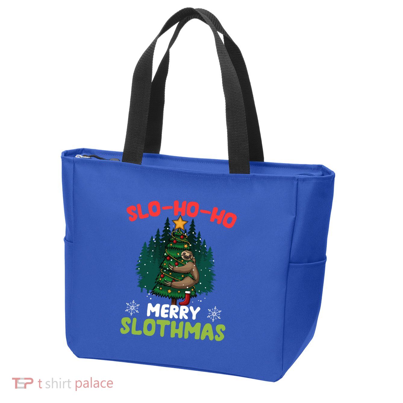 Slo Ho Ho Merry Slothmas Sloth Hugging Tree Merry Christmas Gift Zip Tote Bag