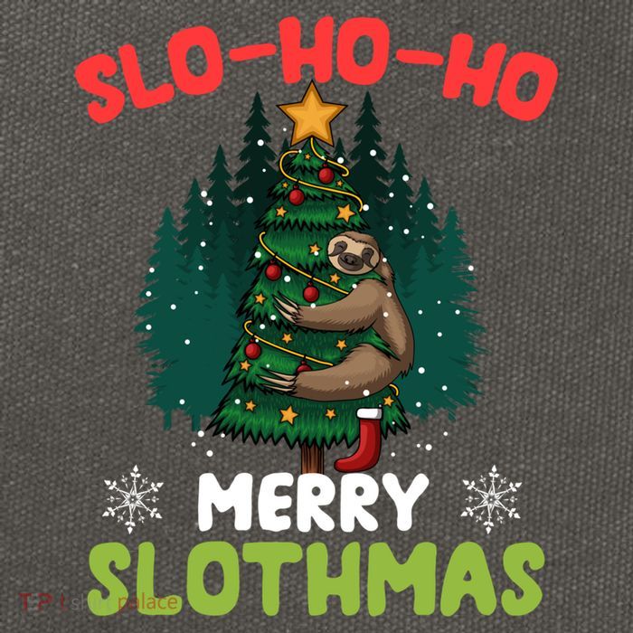 Slo Ho Ho Merry Slothmas Sloth Hugging Tree Merry Christmas Gift Cotton Canvas Backpack