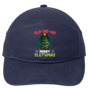 Slo Ho Ho Merry Slothmas Sloth Hugging Tree Merry Christmas Gift 7-Panel Snapback Hat