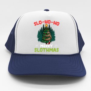 Slo Ho Ho Merry Slothmas Sloth Hugging Tree Merry Christmas Gift Trucker Hat