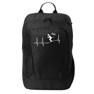 Skiing Heartbeat Hooded Cool Gift Best Ski Gift Great Gift City Backpack