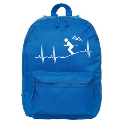 Skiing Heartbeat Hooded Cool Gift Best Ski Gift Great Gift 16 in Basic Backpack