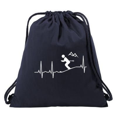 Skiing Heartbeat Hooded Cool Gift Best Ski Gift Great Gift Drawstring Bag