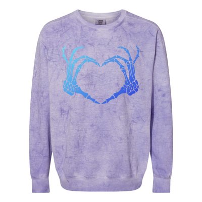 Skeleton Hand Heart Sign Bones Costume Halloween Party Great Gift Colorblast Crewneck Sweatshirt