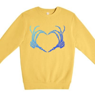 Skeleton Hand Heart Sign Bones Costume Halloween Party Great Gift Premium Crewneck Sweatshirt