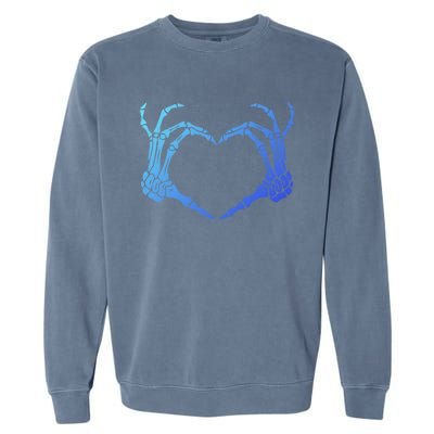 Skeleton Hand Heart Sign Bones Costume Halloween Party Great Gift Garment-Dyed Sweatshirt