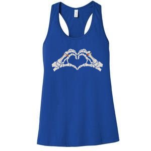 Skeleton Hands Heart Sign Retro Halloween Costume Gift Women's Racerback Tank