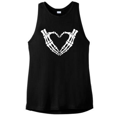 Skeleton Hands Heart Skeleton Love Halloween Creepy Gift Ladies PosiCharge Tri-Blend Wicking Tank