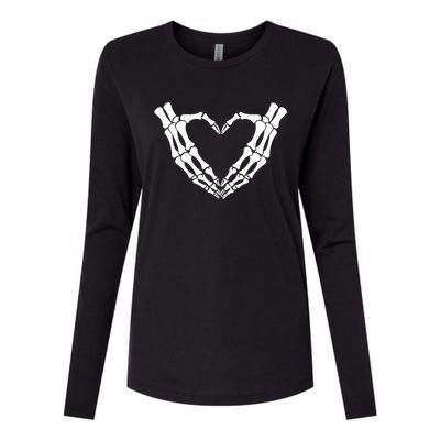 Skeleton Hands Heart Skeleton Love Halloween Creepy Gift Womens Cotton Relaxed Long Sleeve T-Shirt