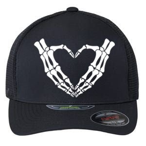 Skeleton Hands Heart Skeleton Love Halloween Creepy Gift Flexfit Unipanel Trucker Cap