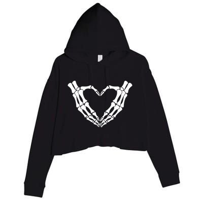 Skeleton Hands Heart Skeleton Love Halloween Creepy Gift Crop Fleece Hoodie