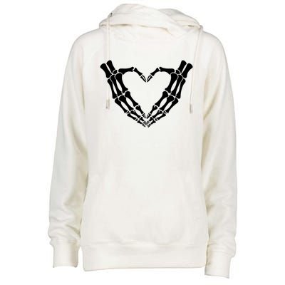 Skeleton Hands Heart Skeleton Love Halloween Creepy Gift Womens Funnel Neck Pullover Hood