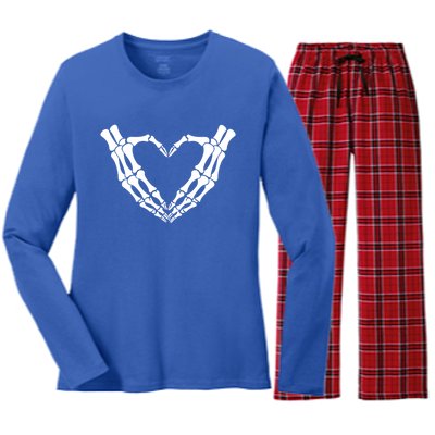 Skeleton Hands Heart Skeleton Love Halloween Creepy Gift Women's Long Sleeve Flannel Pajama Set 