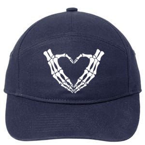 Skeleton Hands Heart Skeleton Love Halloween Creepy Gift 7-Panel Snapback Hat