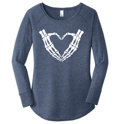 Skeleton Hands Heart Skeleton Love Halloween Creepy Gift Women's Perfect Tri Tunic Long Sleeve Shirt