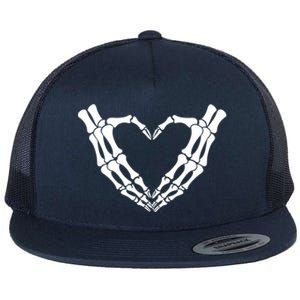 Skeleton Hands Heart Skeleton Love Halloween Creepy Gift Flat Bill Trucker Hat