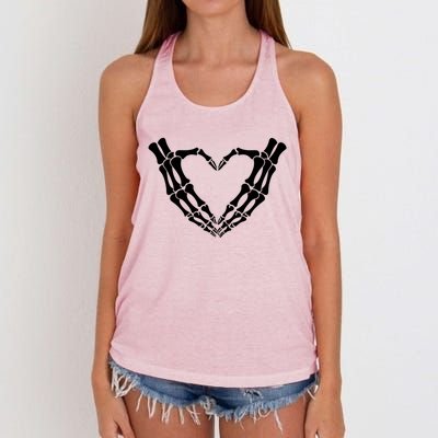 Skeleton Hands Heart Skeleton Love Halloween Creepy Gift Women's Knotted Racerback Tank