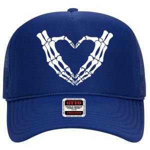 Skeleton Hands Heart Skeleton Love Halloween Creepy Gift High Crown Mesh Back Trucker Hat