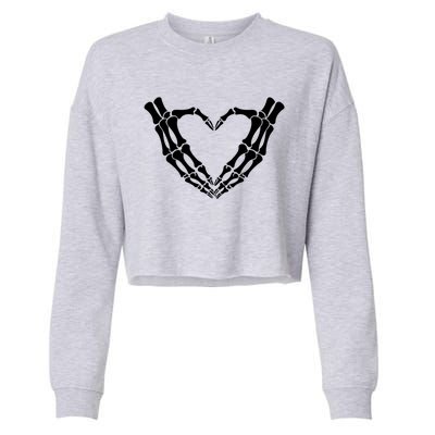 Skeleton Hands Heart Skeleton Love Halloween Creepy Gift Cropped Pullover Crew