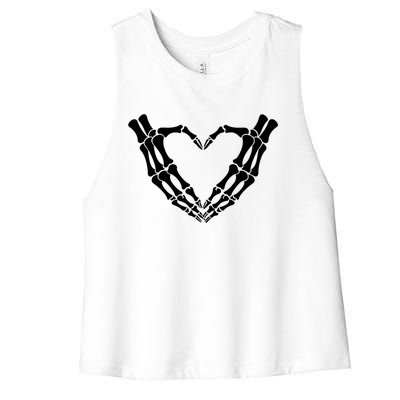 Skeleton Hands Heart Skeleton Love Halloween Creepy Gift Women's Racerback Cropped Tank