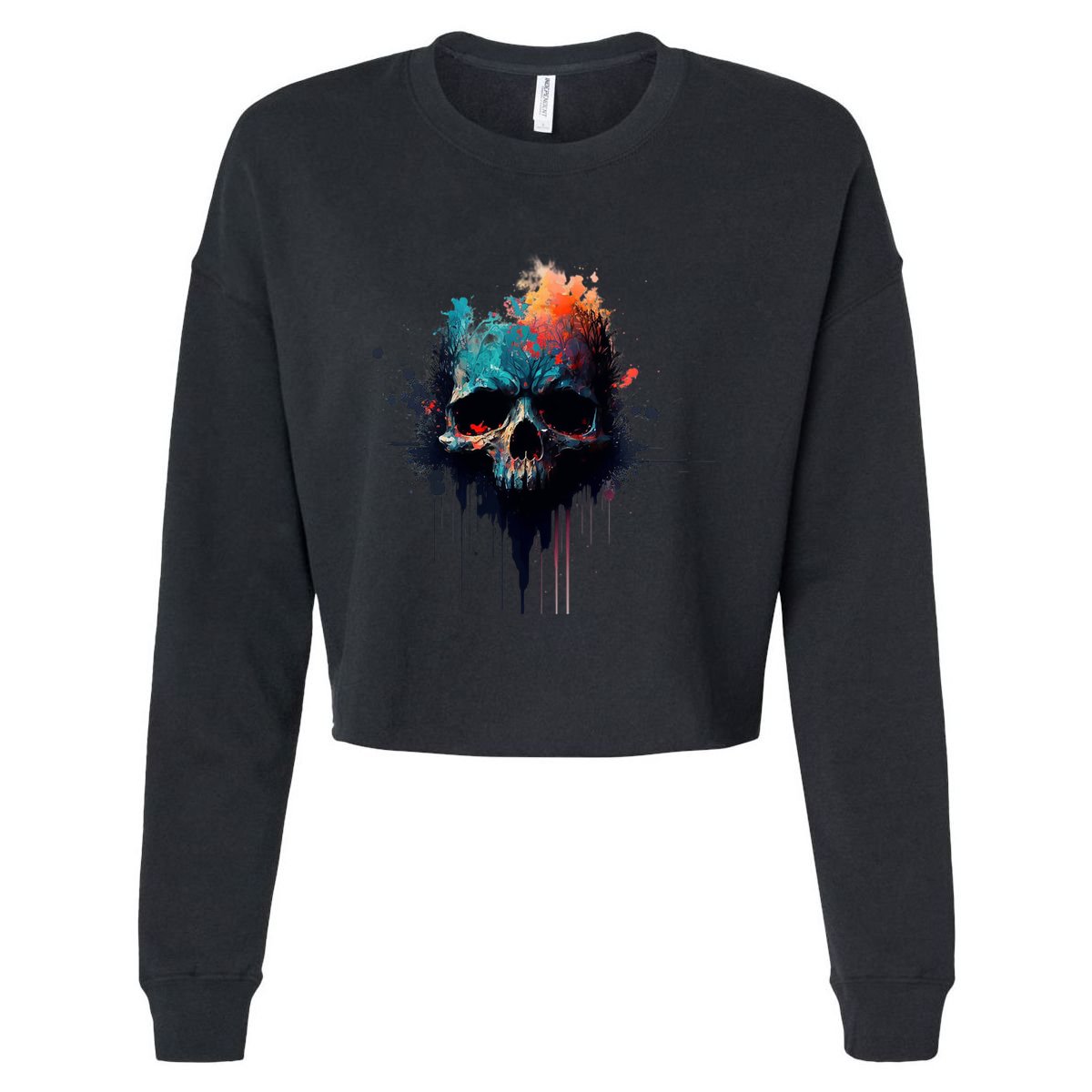 Scary Horror Halloween Skeleton Monster Skull Cute Gift Cropped Pullover Crew