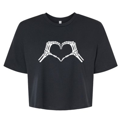 Skeleton Hand Heart Sign Bones Cute Halloween Bella+Canvas Jersey Crop Tee