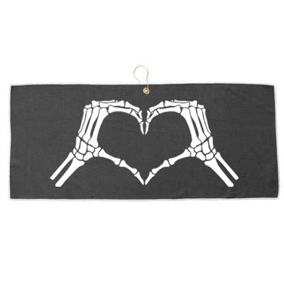 Skeleton Hand Heart Sign Bones Cute Halloween Large Microfiber Waffle Golf Towel