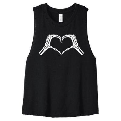 Skeleton Hand Heart Sign Bones Cute Halloween Women's Racerback Cropped Tank