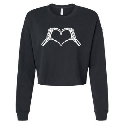 Skeleton Hand Heart Sign Bones Cute Halloween Cropped Pullover Crew