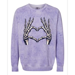 Skeleton Hands Heart Sign Scary Halloween Gift Colorblast Crewneck Sweatshirt