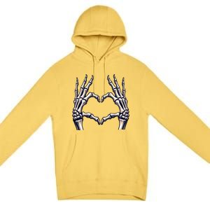 Skeleton Hands Heart Sign Scary Halloween Gift Premium Pullover Hoodie