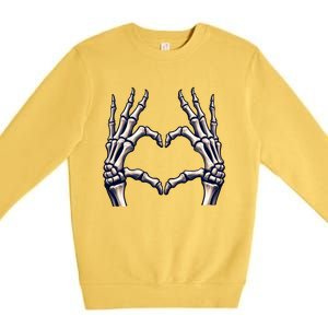 Skeleton Hands Heart Sign Scary Halloween Gift Premium Crewneck Sweatshirt