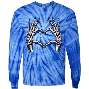 Skeleton Hands Heart Sign Scary Halloween Gift Tie-Dye Long Sleeve Shirt